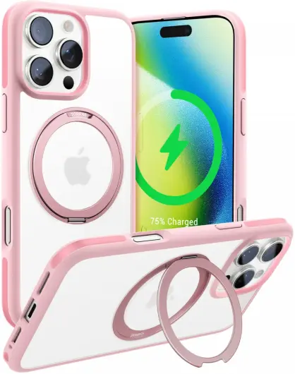 TORRAS Ostand R Fusion Apple iPhone 16 Pro Max Hoesje 360° MagSafe Stand Roze afbeelding 1