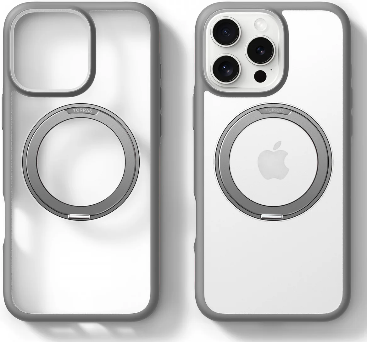 TORRAS Ostand R Fusion Apple iPhone 16 Pro Max Hoesje 360° MagSafe Stand Grijs afbeelding 5