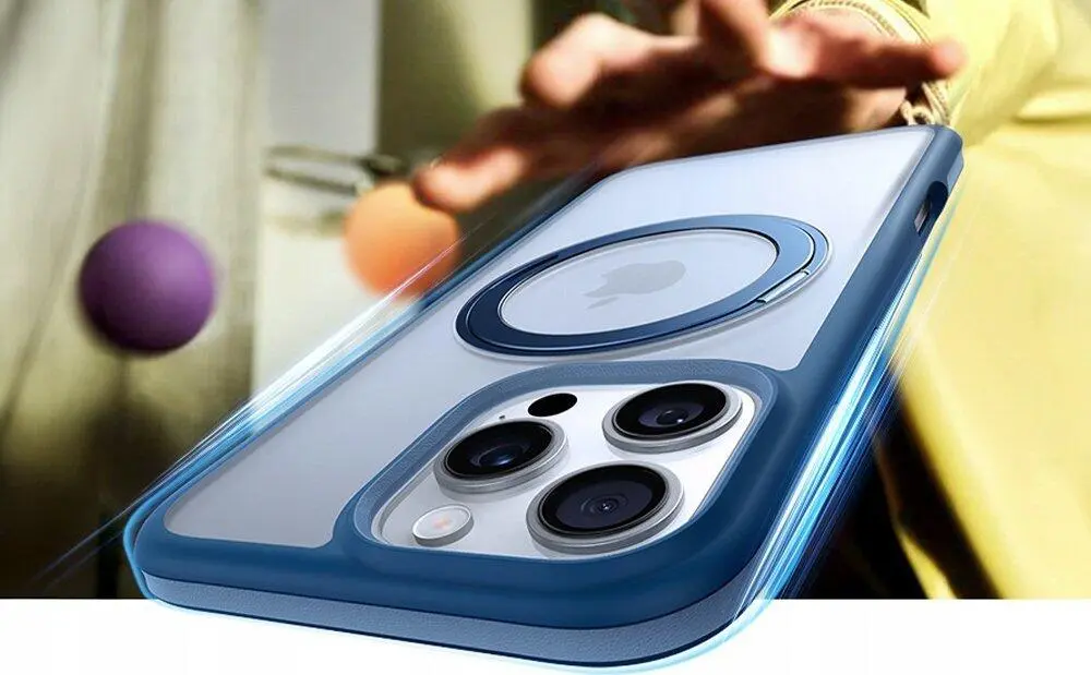 TORRAS Ostand R Fusion Apple iPhone 16 Pro Max Hoesje 360° MagSafe Stand Blauw afbeelding 6