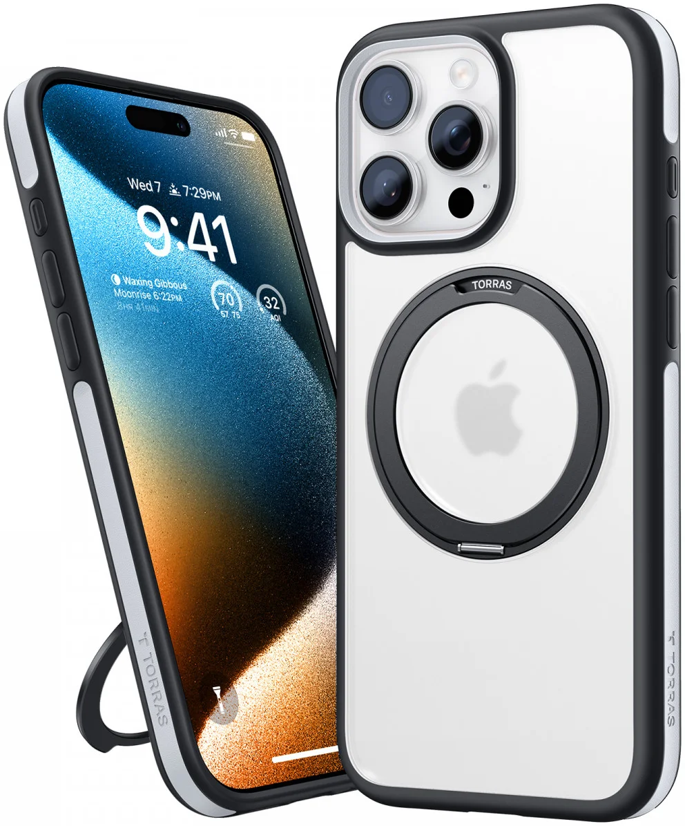 TORRAS Ostand R Fusion Apple iPhone 16 Pro Max Hoesje 360° MagSafe Stand Zwart afbeelding 4