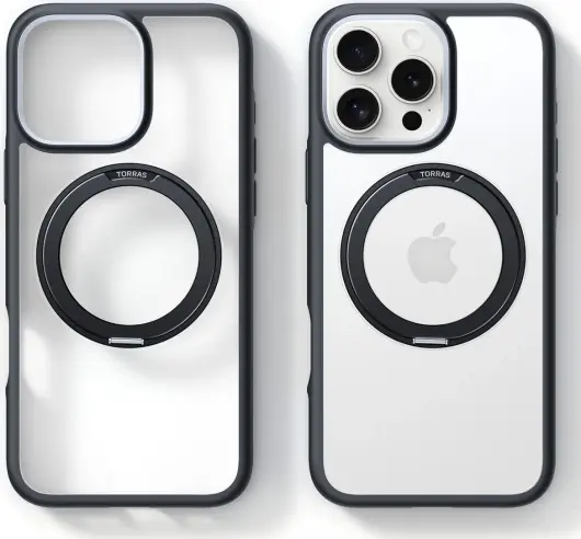 TORRAS Ostand R Fusion Apple iPhone 16 Pro Max Hoesje 360° MagSafe Stand Zwart afbeelding 7