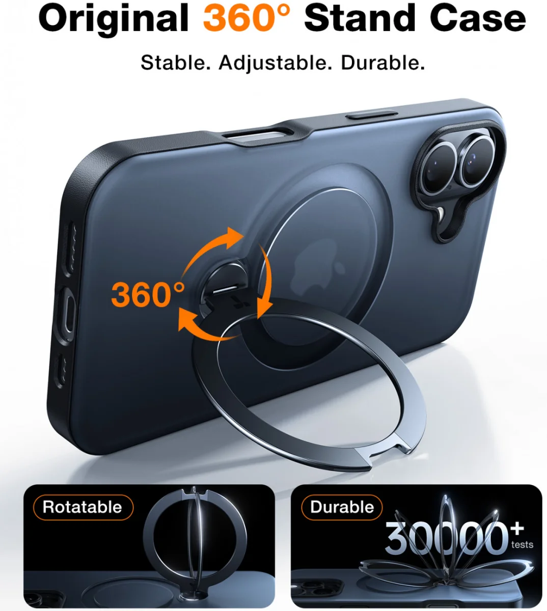 TORRAS Ostand Spin Apple iPhone 16 Plus Hoesje 360° MagSafe Stand Zwart afbeelding 3