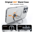 TORRAS Ostand Spin Apple iPhone 16 Pro Hoesje 360° MagSafe Stand Grijs afbeelding 5