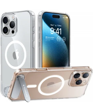 TORRAS Pstand Apple iPhone 16 Pro Hoesje MagSafe met Kickstand Transparant Hoesjes