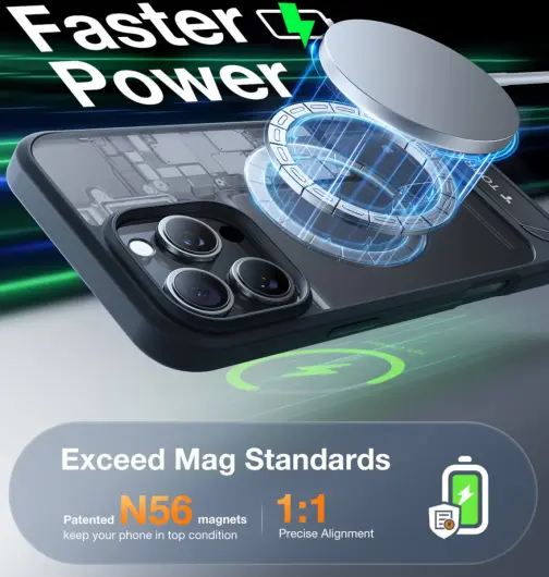 TORRAS Pstand Apple iPhone 16 Pro Max Hoesje MagSafe met Kickstand Zwart afbeelding 8