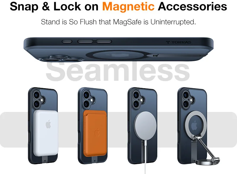 TORRAS Pstand Spin Apple iPhone 16 Hoesje MagSafe 360° Kickstand Zwart afbeelding 9
