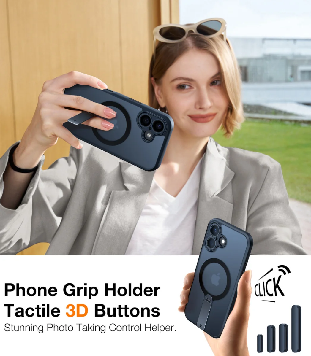 TORRAS Pstand Spin Apple iPhone 16 Hoesje MagSafe 360° Kickstand Zwart afbeelding 5
