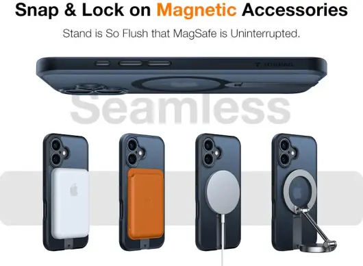 TORRAS Pstand Spin Apple iPhone 16 Hoesje MagSafe 360° Kickstand Zwart afbeelding 9