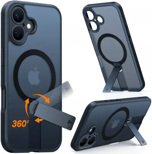 TORRAS Pstand Spin Apple iPhone 16 Hoesje MagSafe 360° Kickstand Zwart afbeelding 2