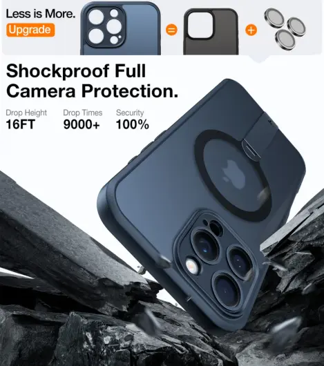 TORRAS Pstand Spin Apple iPhone 16 Pro Hoesje MagSafe 360° Kickstand Zwart afbeelding 5