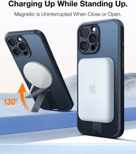 TORRAS Pstand Spin Apple iPhone 16 Pro Hoesje MagSafe 360° Kickstand Zwart afbeelding 6