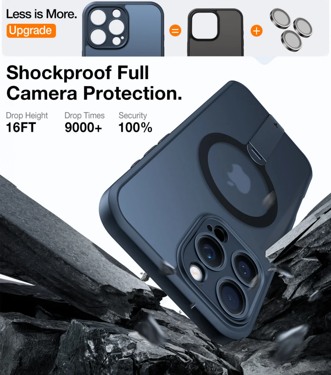 TORRAS Pstand Spin Apple iPhone 16 Pro Max Hoesje MagSafe 360° Kickstand Zwart afbeelding 3