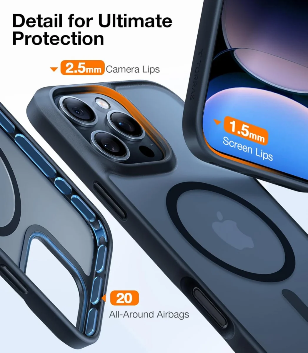 TORRAS Guardian Magnetic Apple iPhone 16 Pro Hoesje met MagSafe Zwart afbeelding 6