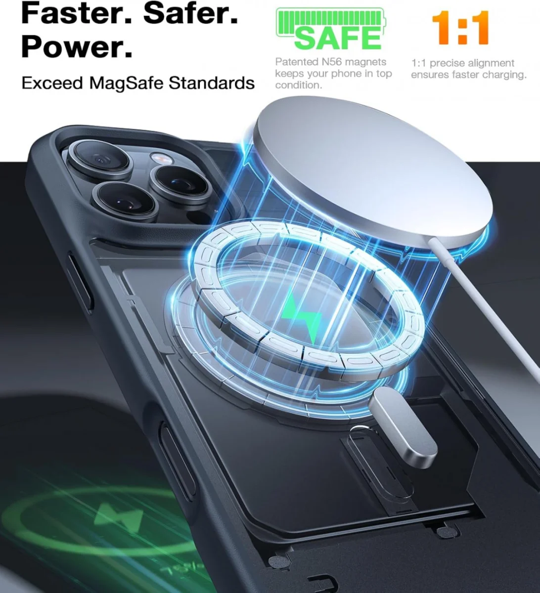 TORRAS Guardian Magnetic Apple iPhone 16 Pro Hoesje met MagSafe Zwart afbeelding 3