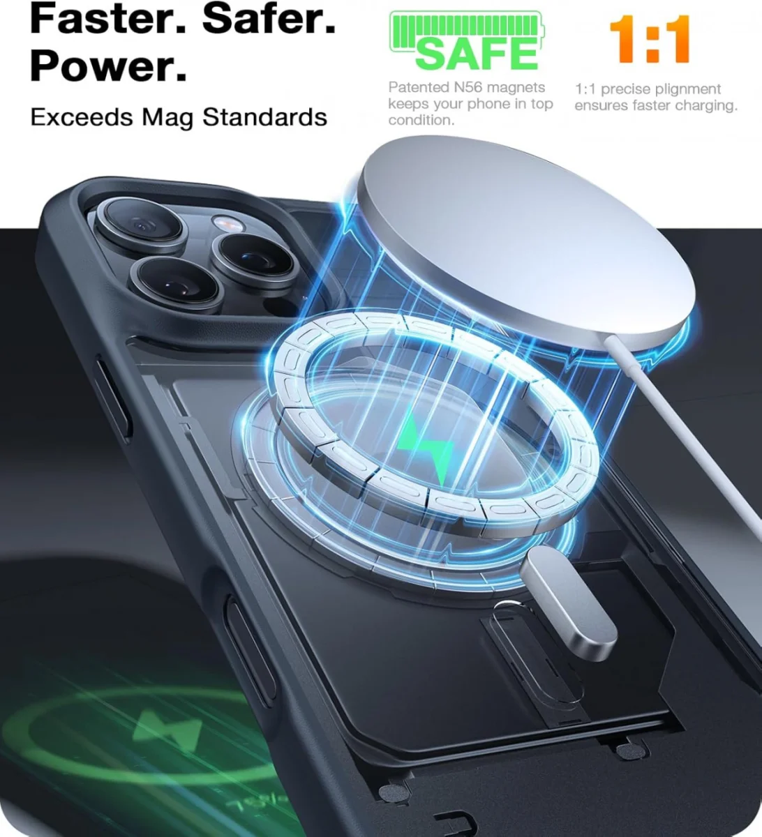 TORRAS Guardian Magnetic Apple iPhone 16 Pro Max Hoesje met MagSafe Zwart afbeelding 3