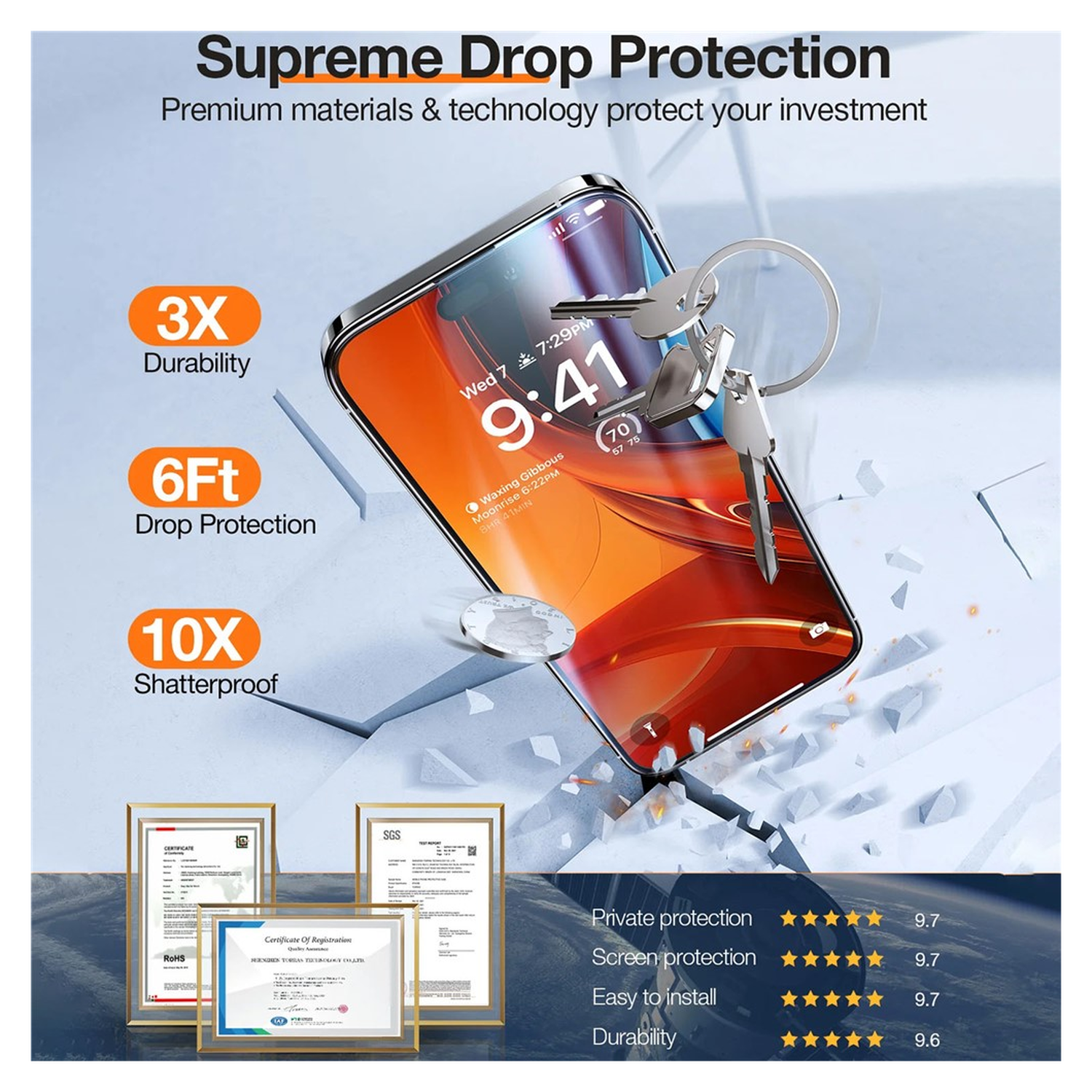 TORRAS Install Master iPhone 16 Privacy Glass Screen Protector afbeelding 8