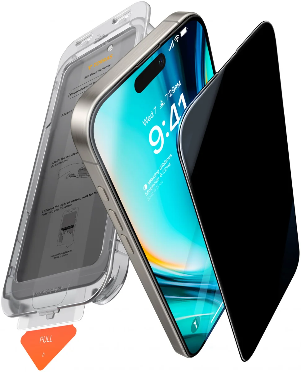 TORRAS Install Master iPhone 16 Pro Max Privacy Screen Protector Installatietray afbeelding 1