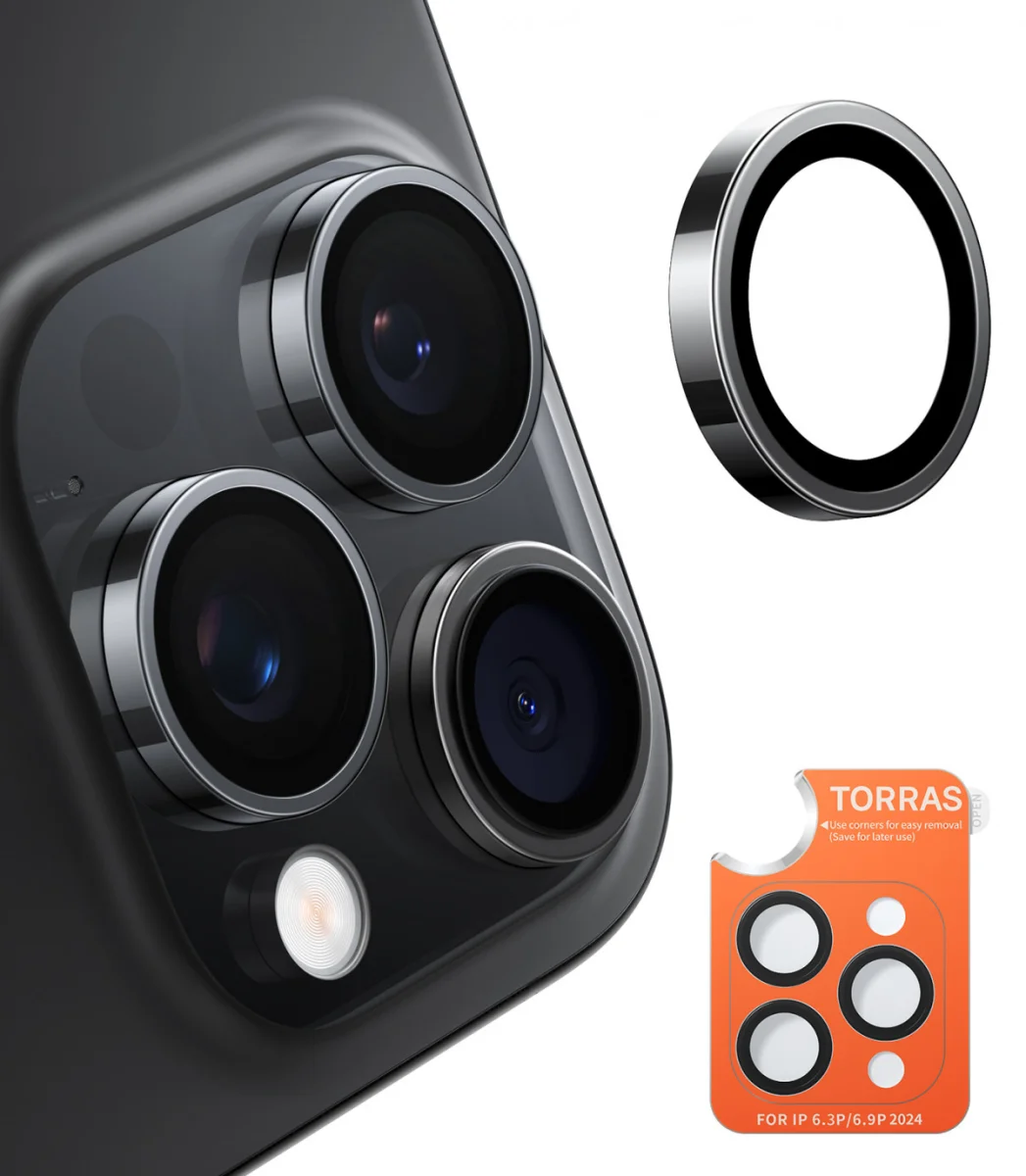 TORRAS LensGuard iPhone 16 Pro / 16 Pro Max Camera Protector Zwart afbeelding 12