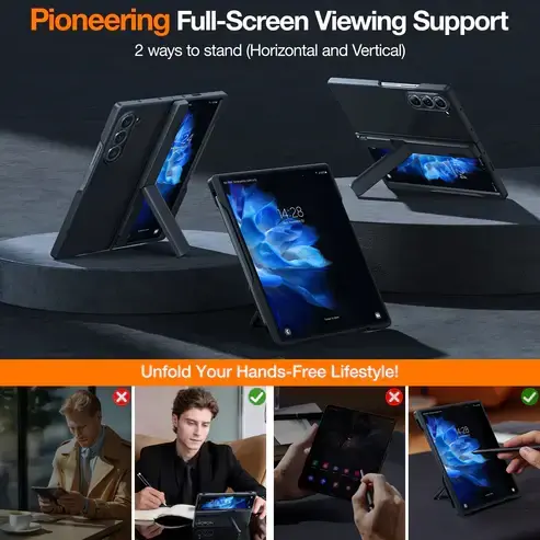 TORRAS Armor Stand Samsung Galaxy Z Fold 6 Hoesje MagSafe met Kickstand Zwart afbeelding 7