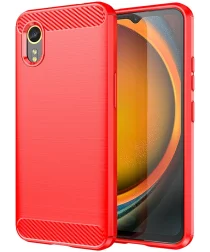 Samsung Galaxy Xcvover 7 Hoesje Geborsteld TPU Flexibele Back Cover Rood