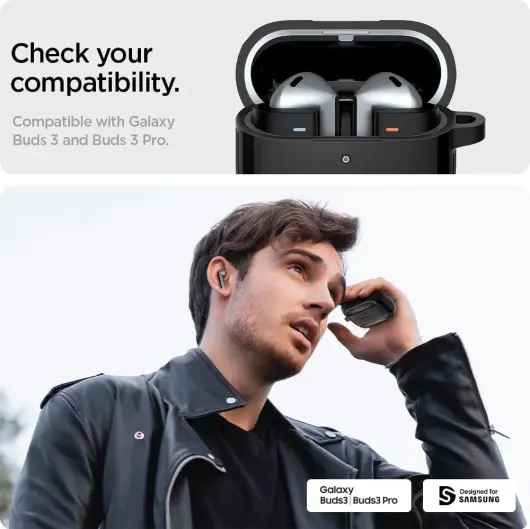 Spigen Rugged Armor Samsung Galaxy Buds 3 / 3 Pro Hoesje Zwart afbeelding 3