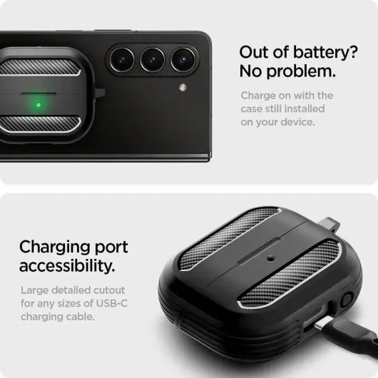 Spigen Rugged Armor Samsung Galaxy Buds 3 / 3 Pro Hoesje Zwart afbeelding 4