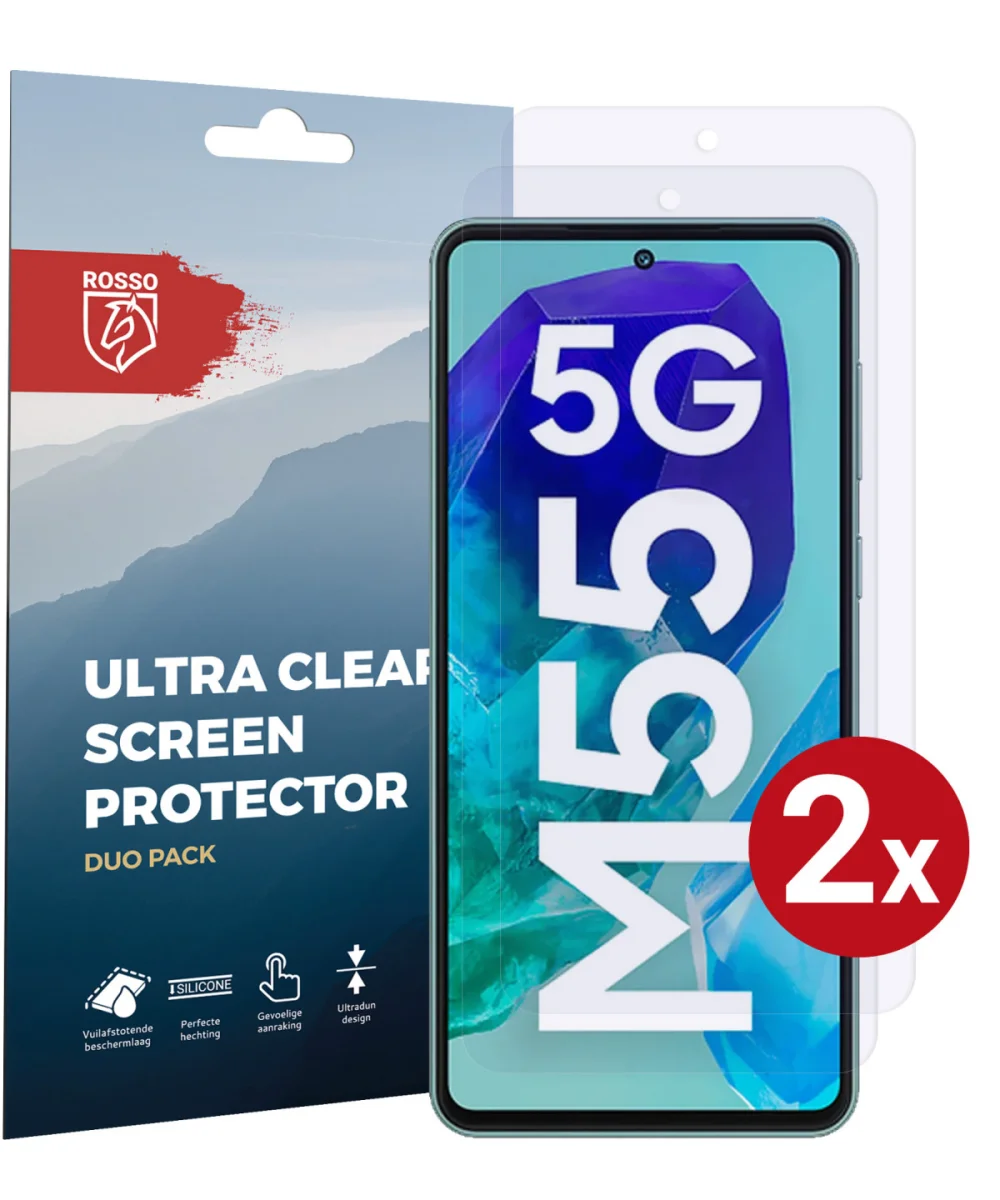 Rosso Samsung Galaxy M55 Screen Protector Ultra Clear Duo Pack afbeelding 1