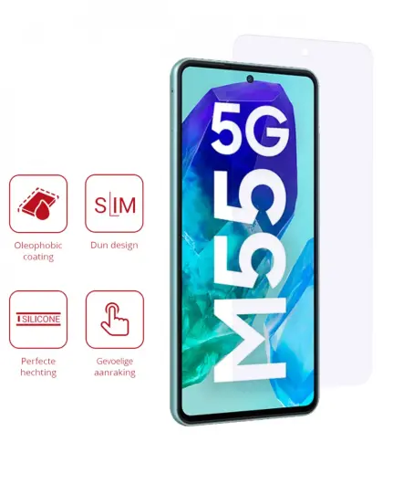 Rosso Samsung Galaxy M55 Screen Protector Ultra Clear Duo Pack afbeelding 2