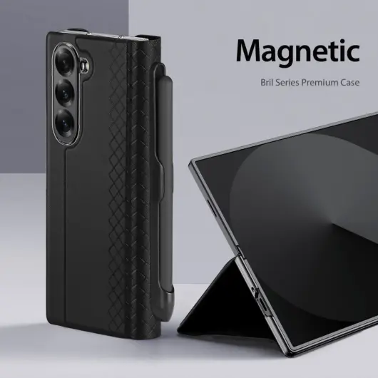 Dux Ducis Bril Samsung Galaxy Z Fold 6 Hoesje + Soft Tip Stylus Pen Zwart afbeelding 8