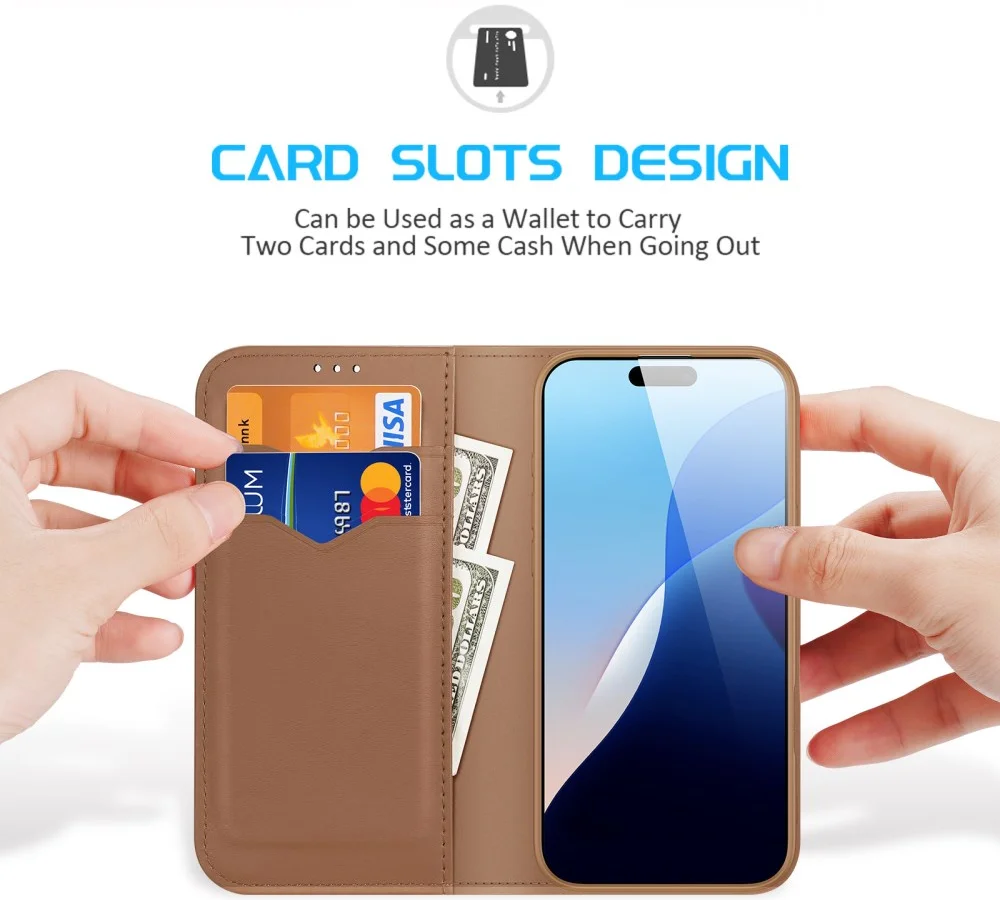 Dux Ducis Hivo Apple iPhone 16 Plus Hoesje RFID Book Case Bruin afbeelding 2