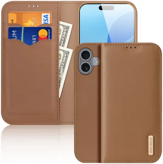 Dux Ducis Hivo Apple iPhone 16 Plus Hoesje RFID Book Case Bruin afbeelding 1