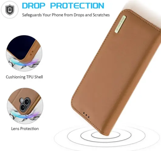 Dux Ducis Hivo Apple iPhone 16 Plus Hoesje RFID Book Case Bruin afbeelding 5