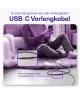 Buddi Flex USB-C Female naar USB-C Male Verlengkabel 60W 4,5M Zwart