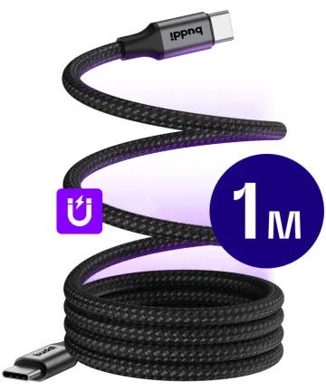 Buddi Flex USB-C naar USB-C Magnetische Kabel 60W Fast Charge 1M Zwart Kabels