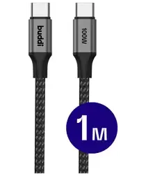 Buddi Flex USB-C naar USB-C Kabel 100W Super Fast Charge 1M Zwart afbeelding