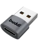 Buddi Ease USB-C naar USB-A 480 Mbps Adapter Koppelstuk Grijs