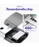 Buddi Ease USB-C naar USB-A 480 Mbps Adapter Koppelstuk Grijs