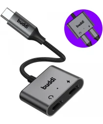 Buddi Ease USB-C naar USB-C en USB-C Adapter Splitter Grijs