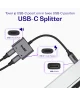 Buddi Ease USB-C naar USB-C en USB-C Adapter Splitter Grijs