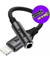 Buddi Ease 3.5mm Headset Jack Aux naar Lightning Adapter met DAC Chip Zwart afbeelding