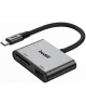 Buddi Ease USB-C Kaartlezer Adapter met USB A converter Grijs