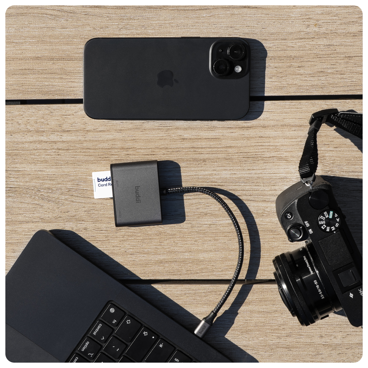 Buddi Ease USB-C SD Kaartlezer Adapter met USB A converter Grijs afbeelding 10