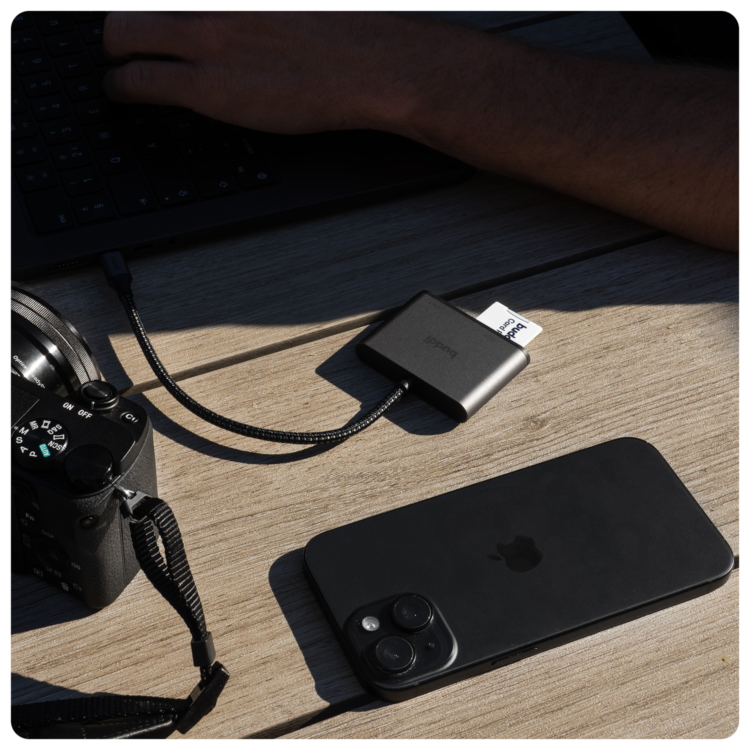 Buddi Ease USB-C SD Kaartlezer Adapter met USB A converter Grijs afbeelding 9