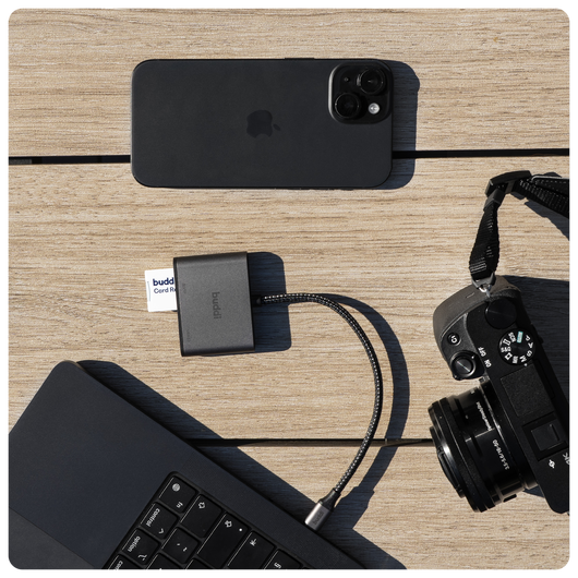 Buddi Ease USB-C SD Kaartlezer Adapter met USB A converter Grijs afbeelding 10