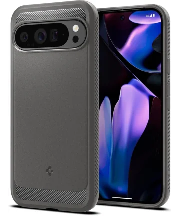 Spigen Rugged Armor Google Pixel 9 Pro XL Hoesje Back Cover Grijs Hoesjes