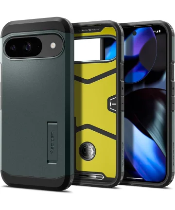 Spigen Tough Armor Google Pixel 9 / 9 Pro Hoesje Back Cover Groen Hoesjes