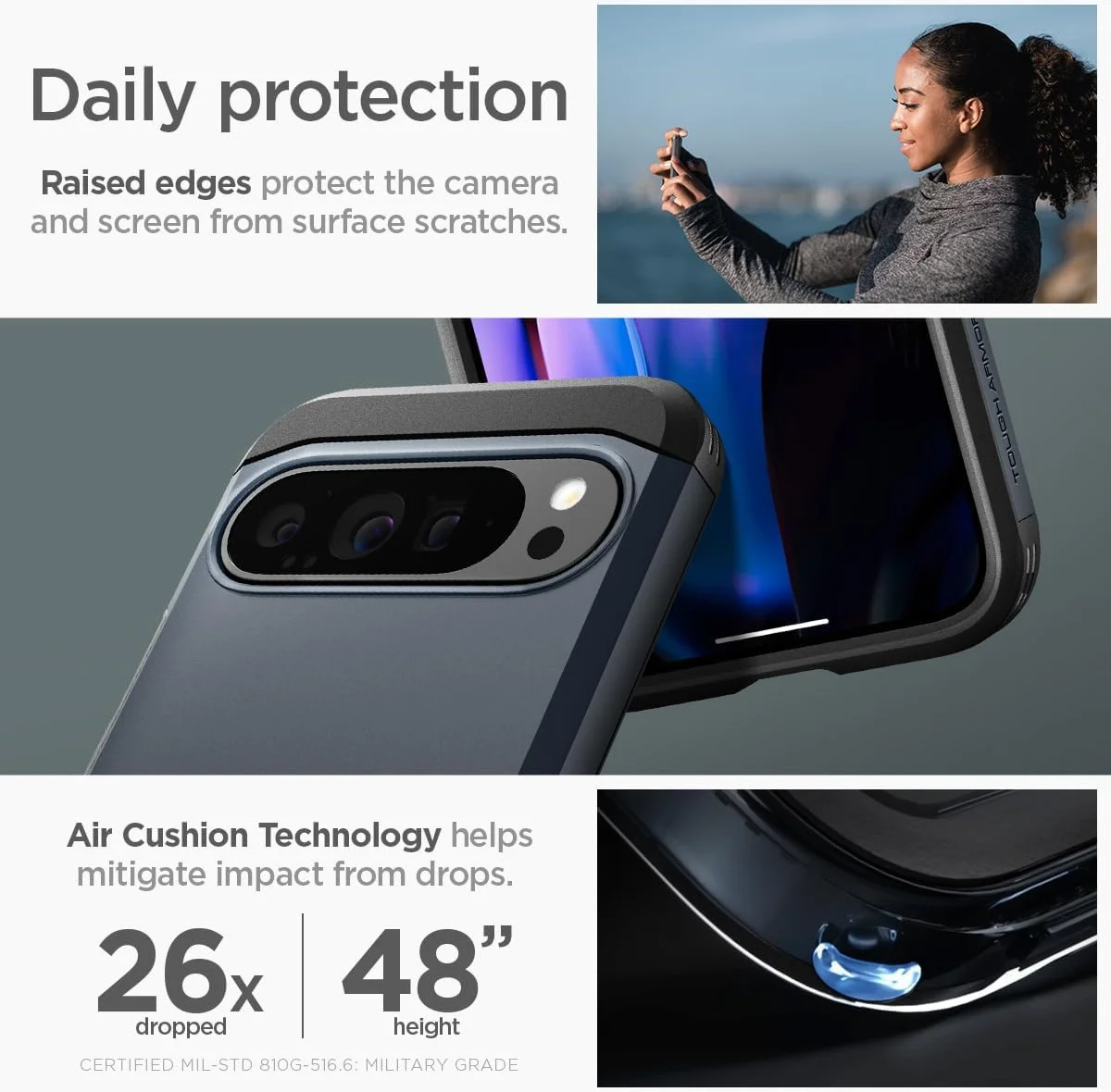 Spigen Tough Armor Google Pixel 9 Pro XL Hoesje Back Cover Metal Slate afbeelding 4