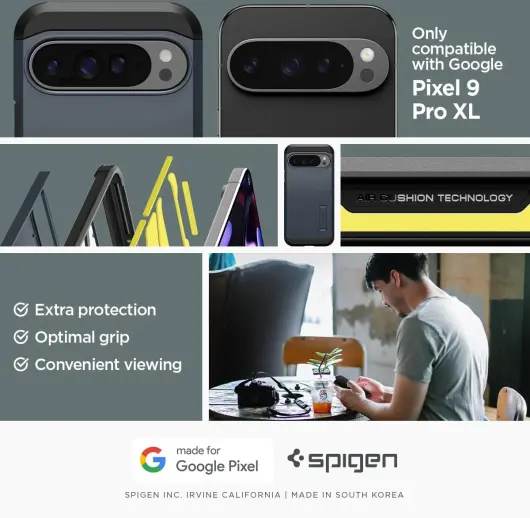 Spigen Tough Armor Google Pixel 9 Pro XL Hoesje Back Cover Metal Slate afbeelding 2
