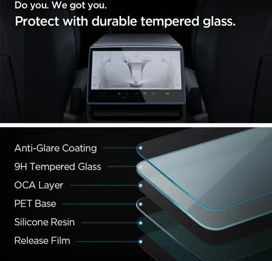Spigen Glas.tR Slim Tesla Model 3 (2024) Screen Protector Rear Display Glas afbeelding 7
