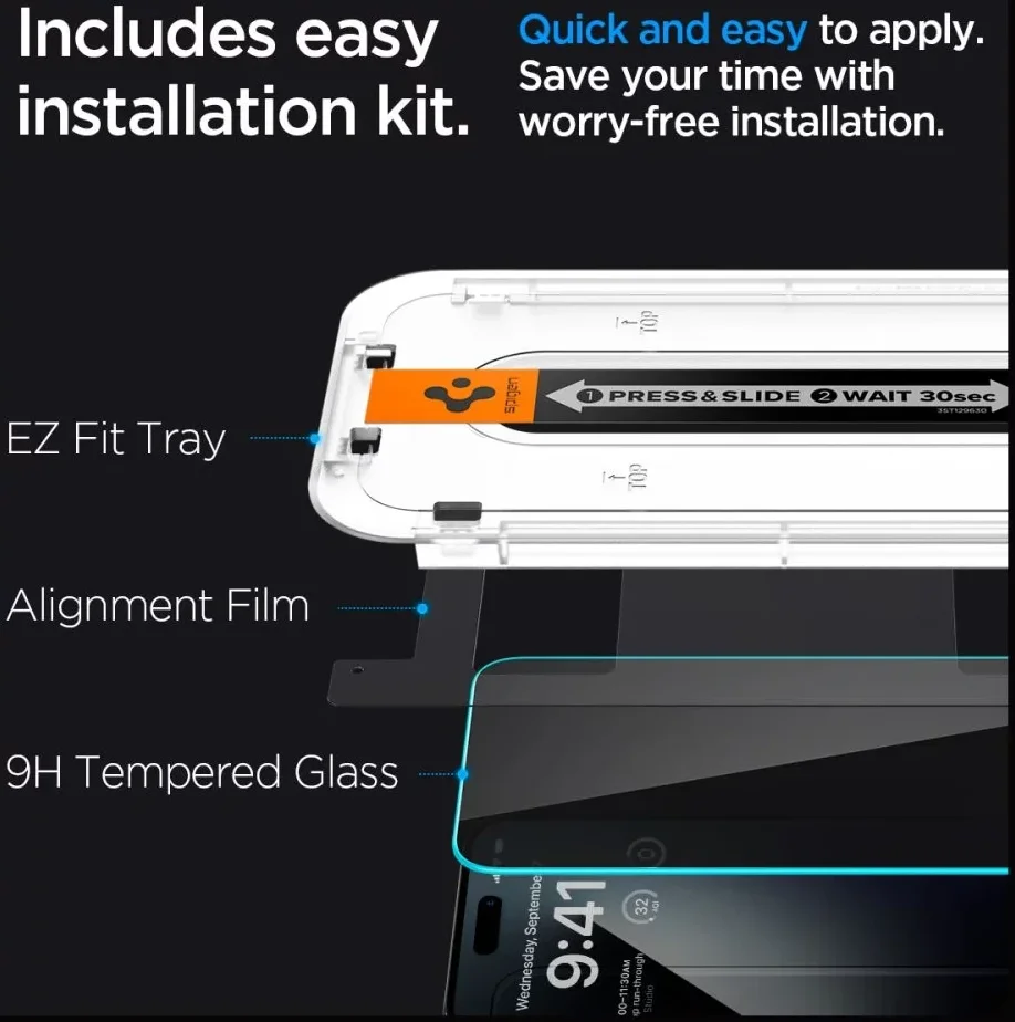 Spigen EZ Fit GLAS.tR Apple iPhone 15 Privacy Glass (1-Pack) afbeelding 5